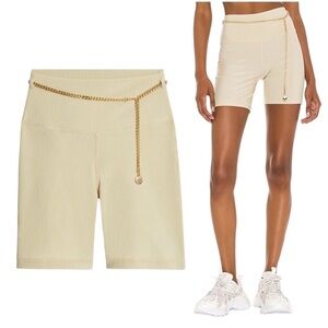 WeWoreWhat Biker Shorts Khaki Neutral Casual Athleisure Chain Belt Extra Small